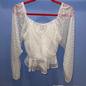 White sheer polka dot blouse